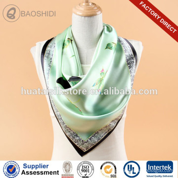 Grande Praça Lady Shawl Mão Pintura Borboleta Pure Silk Satin Scarf